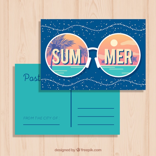 Free vector summer postcard with beach