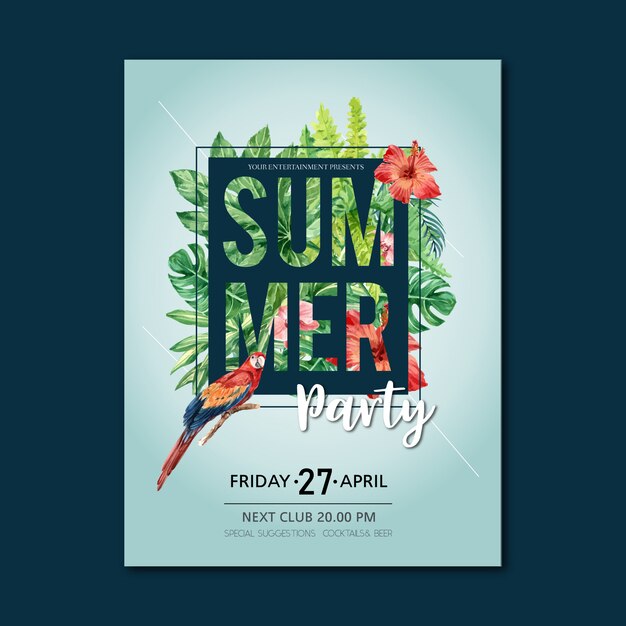 해변 바다 햇빛 자연에 여름 포스터 휴가 파티.