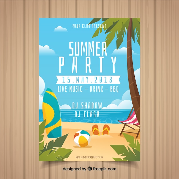 Summer poster template with beach