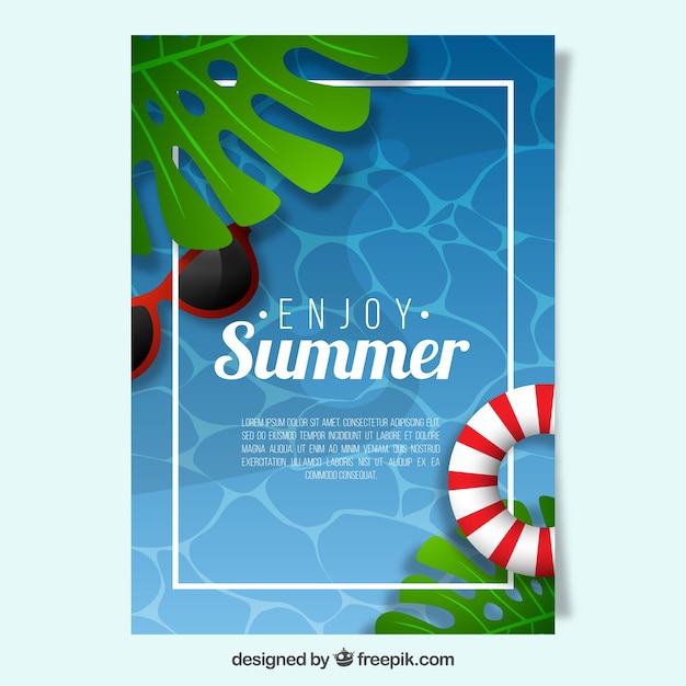 Vettore gratuito poster di estate con float e occhiali da sole