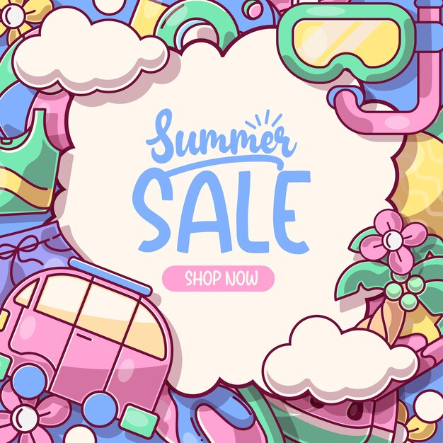 Summer sale background layout for banners voucher discountVector illustration template