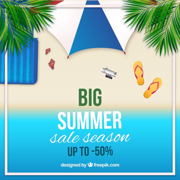 Summer sale background in realistic style