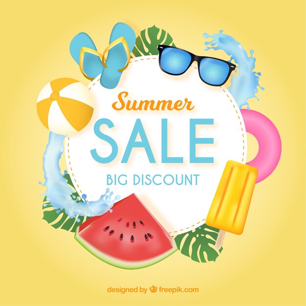 Summer sale background in realistic style