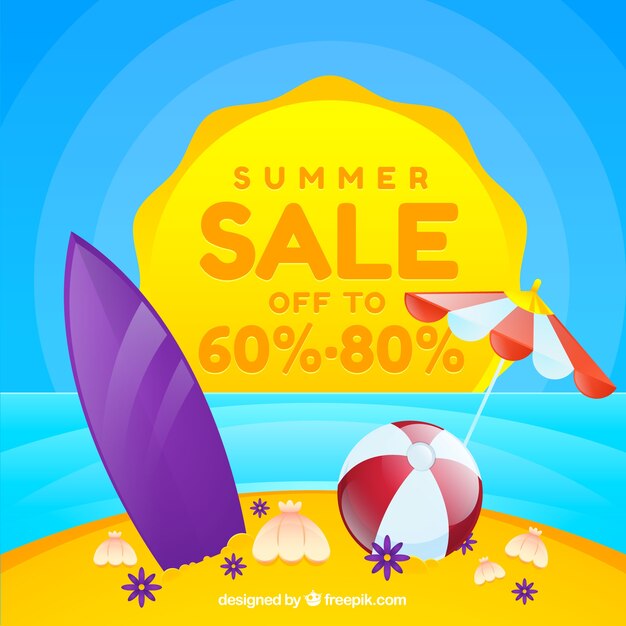 Summer sale background in realistic style