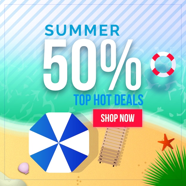 Summer sale background in realistic style
