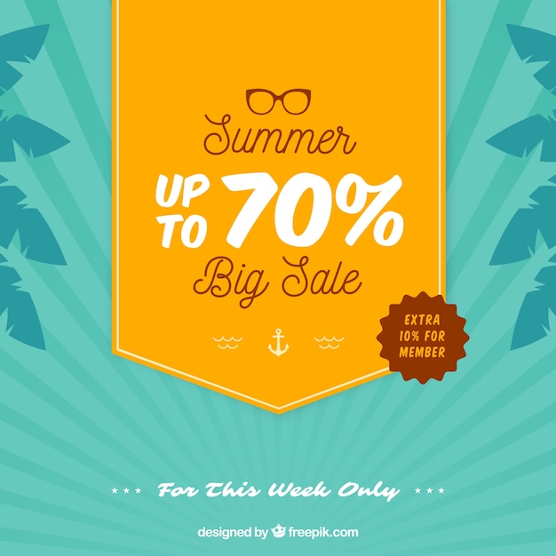 Free vector summer sale background in vintage style