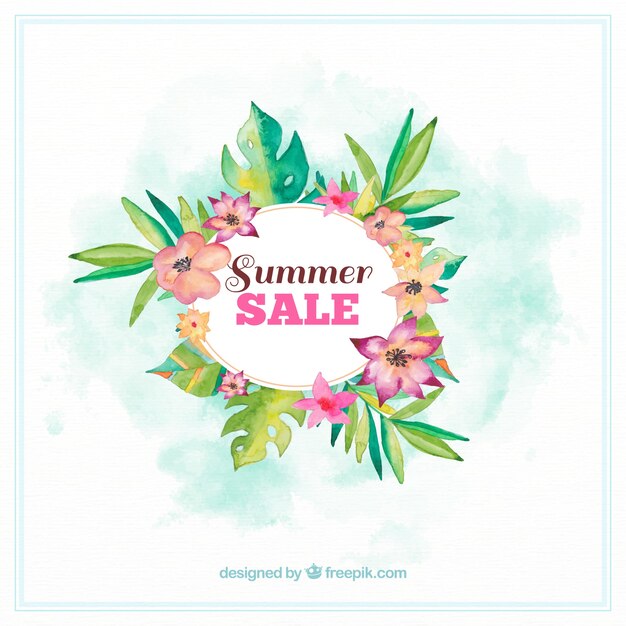 Summer sale background in watercolor style