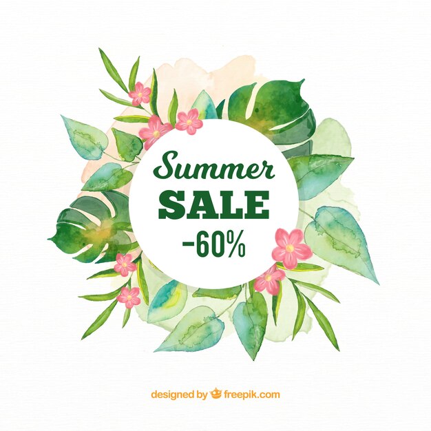 Summer sale background in watercolor style