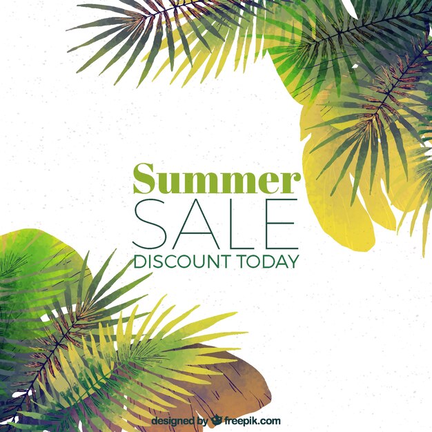 Summer sale background in watercolor style