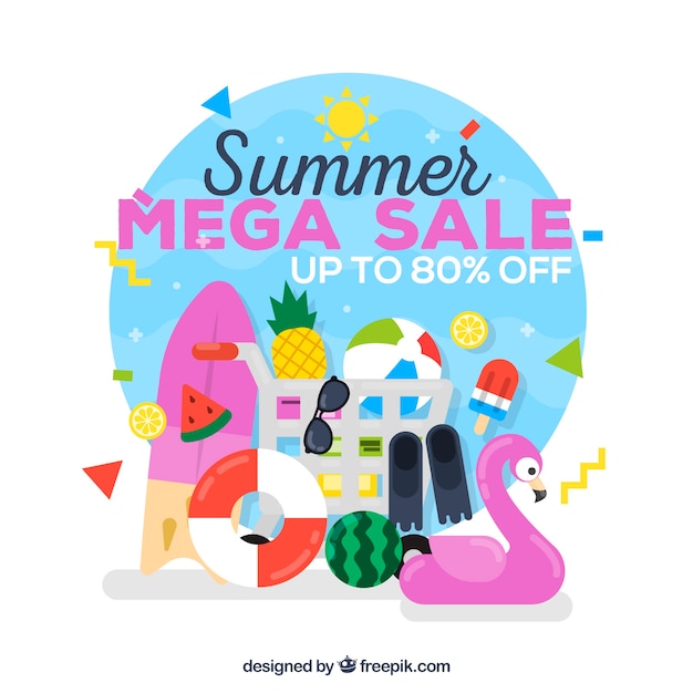 Free vector summer sale background with beach elements