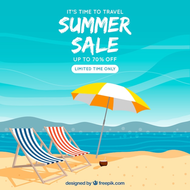 Summer sale background with beach landscape