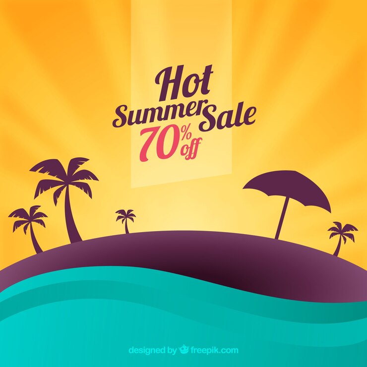 मुफ़्त वेक्टर summer sale background with beach silhouette