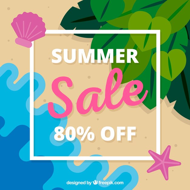 Summer sale background with beach view