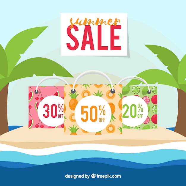 Summer sale background with beach