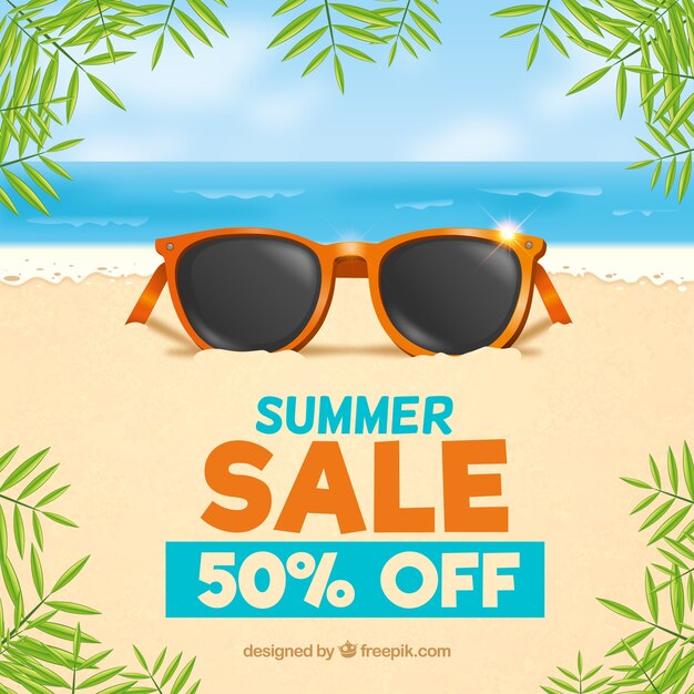 Summer sale background with beach