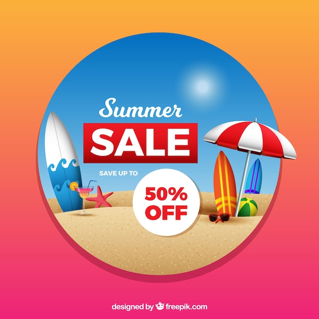 Summer sale background with beach