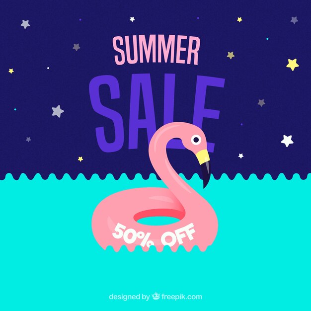 Summer sale background with float in the water