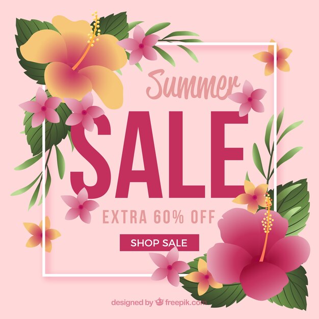 Summer sale background with flowers