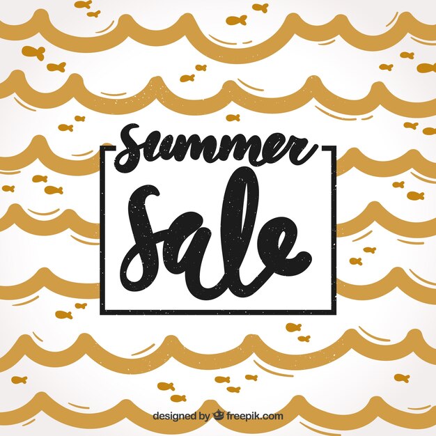 Summer sale background with golden waves