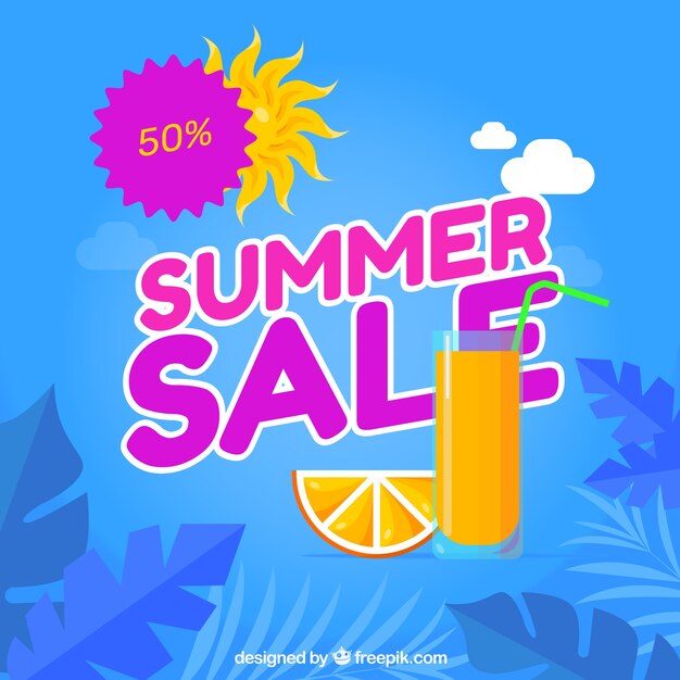 Summer sale background with orange juice