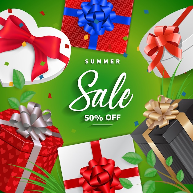 Summer sale background with present
