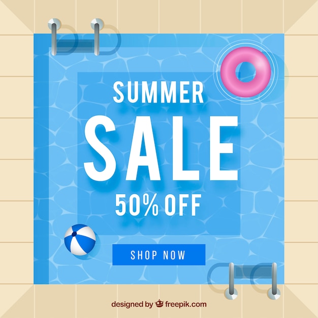 Summer sale background with swimming pool