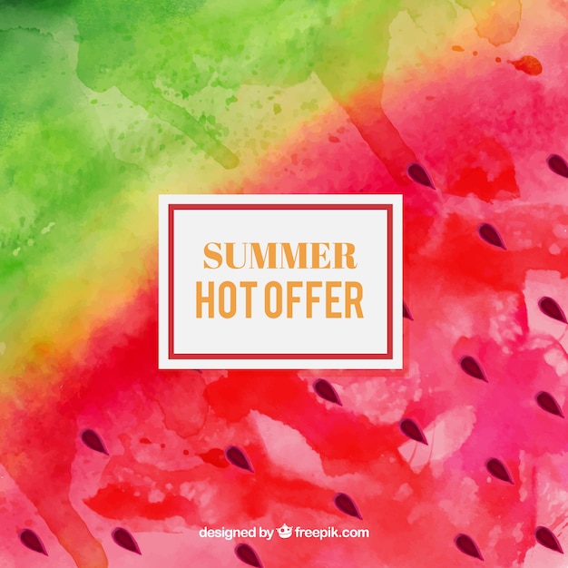 Free vector summer sale background with watermelon in watercolor style