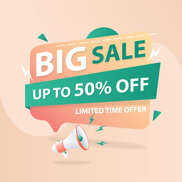 Summer sale banner template. vector summer megaphone illustration