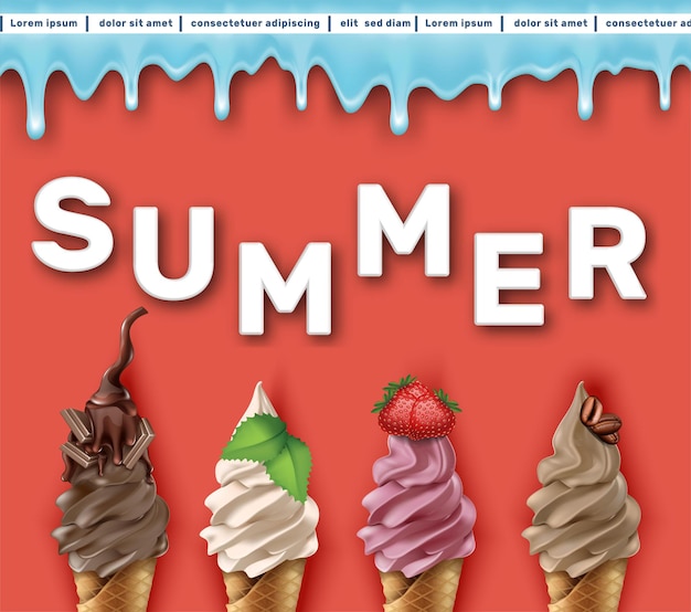 아이스크림 여름 판매 배너 템플릿