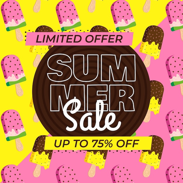 Free vector summer sale banner with ice cream