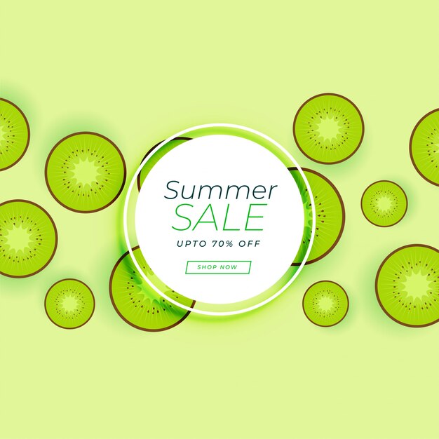 Summer sale banner with kiwi green fruit