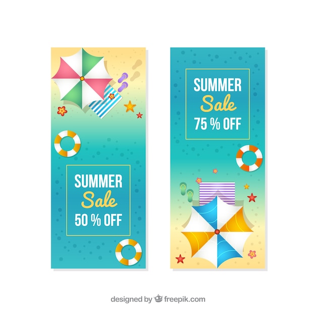 Summer sale banners in realistic style