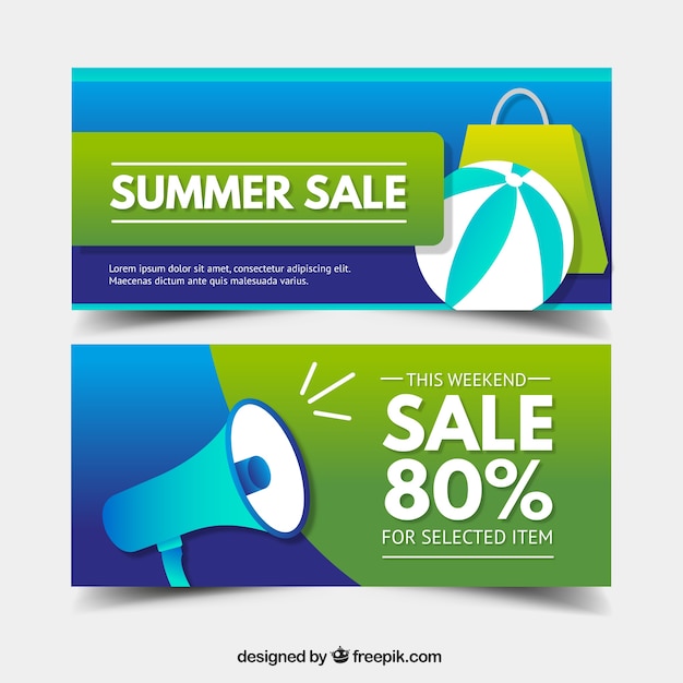 Бесплатное векторное изображение Летняя распродажа набор баннеров
