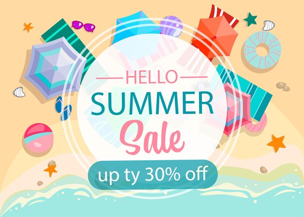 Summer sale design banner Summer abstract  illustration