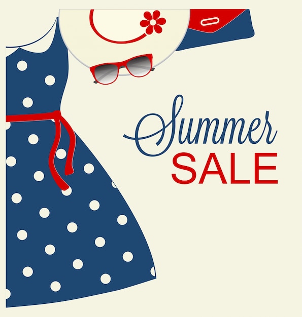 Summer sale design with trendy blue clothes