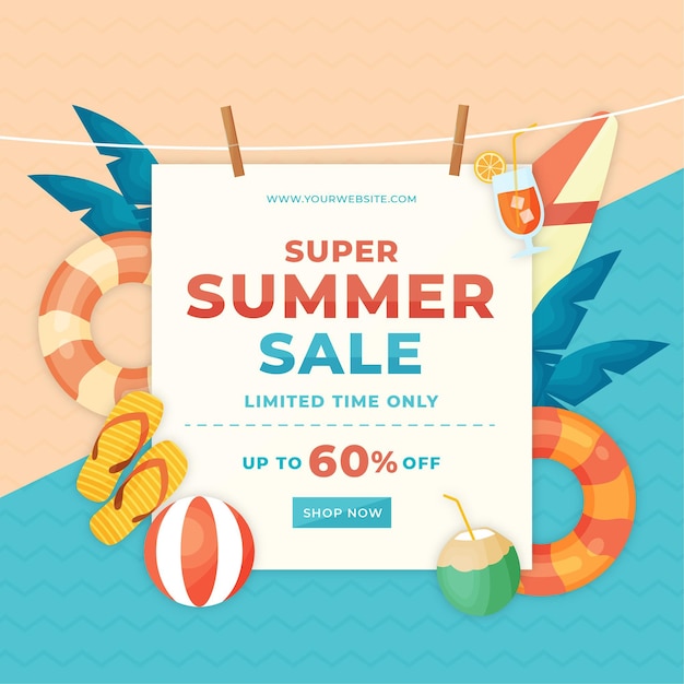 Free vector summer sale flat design