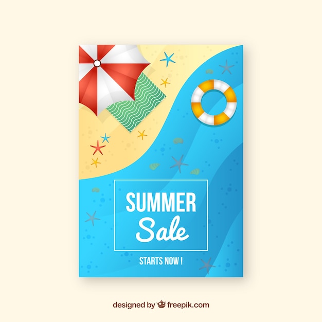 Summer sale flyer in realistic style