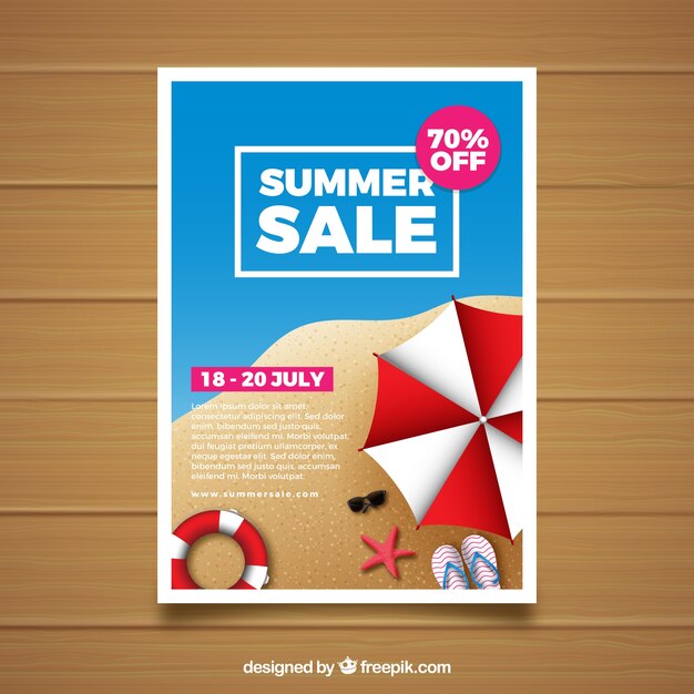 Free vector summer sale flyer in realistic style