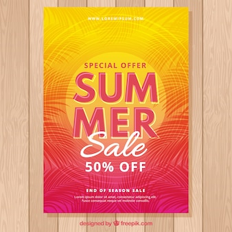 Summer sale flyer with sunset colors Free Vector