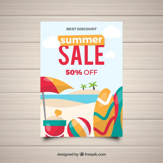 Summer Sale Flyer – Free Vector Template for Download