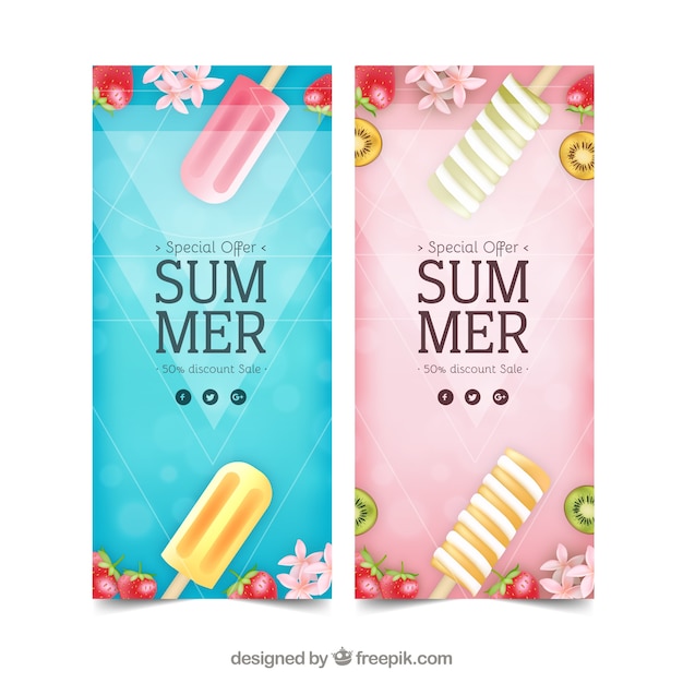 Summer sale flyers with icecreams