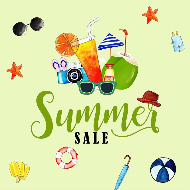 Summer Sale Green Red Background Professional Banner Multipurpose Design Free Vector