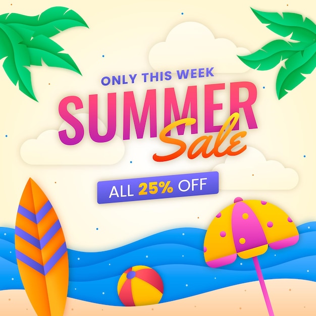 Summer sale illustration in paper style