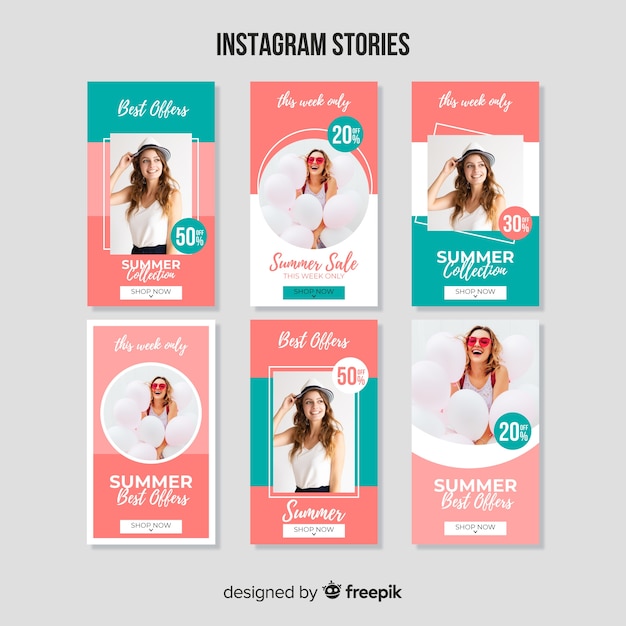 Vettore gratuito modello di storie di vendita estiva instagram