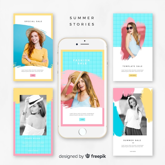 Free vector summer sale instagram stories templates