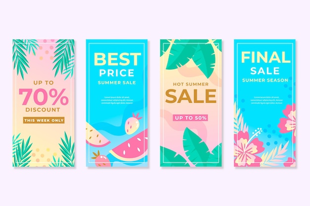 Free vector summer sale instagram story collection