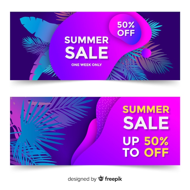 Summer sale liquid shape banners