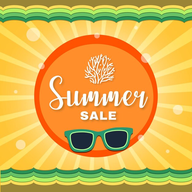 夏のセールオレンジグリーン背景プロフェッショナルバナー多目的デザイン無料ベクトル