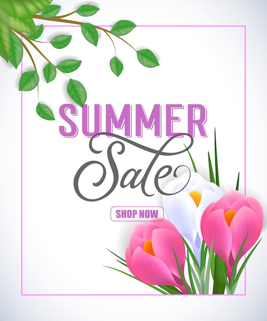 Summer sale Shop now lettering. Creative inscription with swirl elements