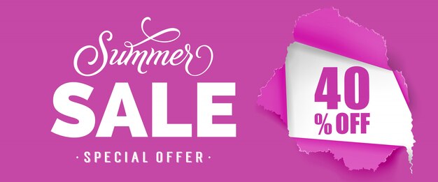 Summer sale Special offer Forty percent off lettering.